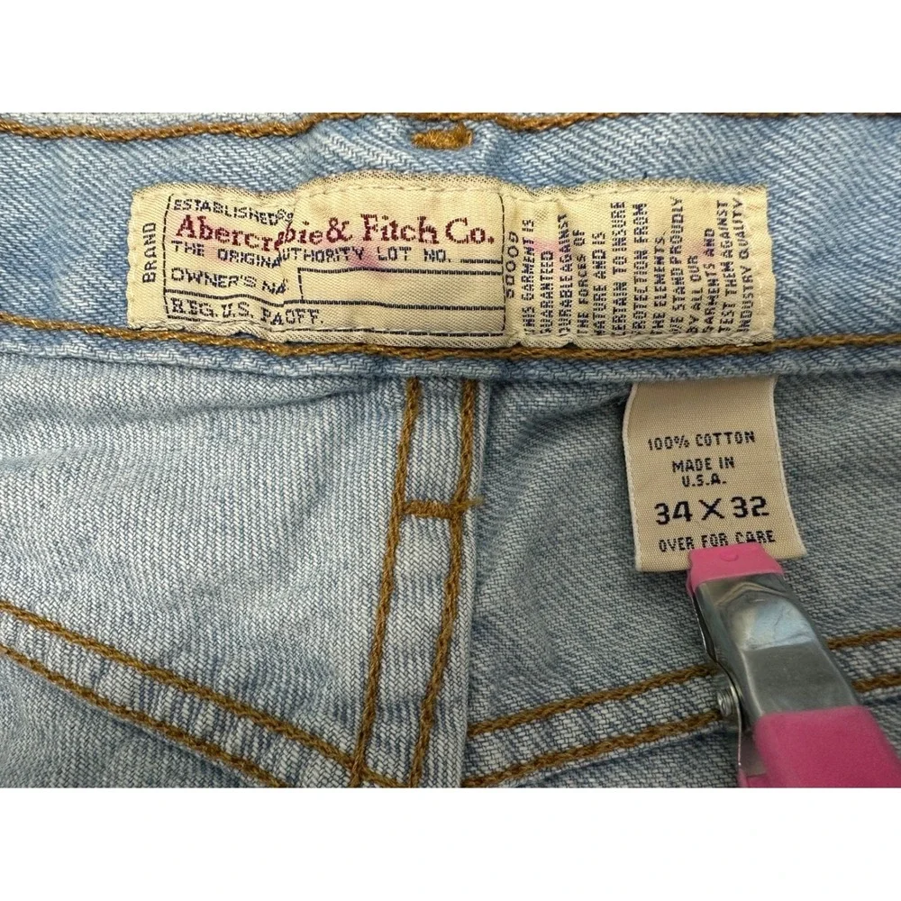 Vintage Abercrombie & Fitch Mens Light Wash Straight Leg Jeans Made in USA 34x32